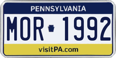 PA license plate MOR1992