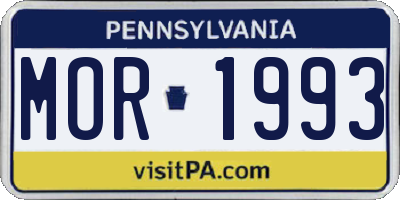 PA license plate MOR1993