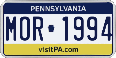 PA license plate MOR1994