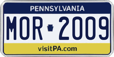 PA license plate MOR2009