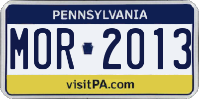PA license plate MOR2013
