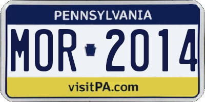 PA license plate MOR2014