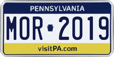 PA license plate MOR2019