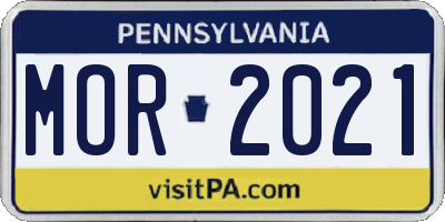PA license plate MOR2021