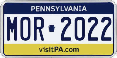 PA license plate MOR2022