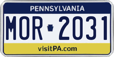 PA license plate MOR2031