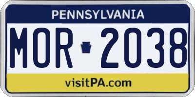 PA license plate MOR2038