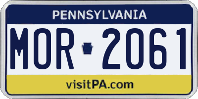 PA license plate MOR2061