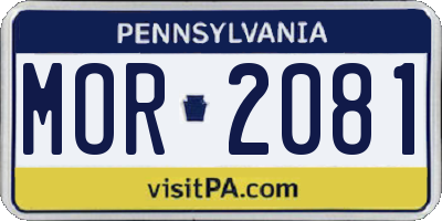 PA license plate MOR2081