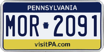 PA license plate MOR2091