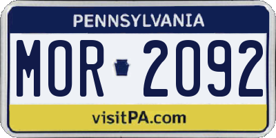 PA license plate MOR2092
