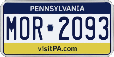 PA license plate MOR2093