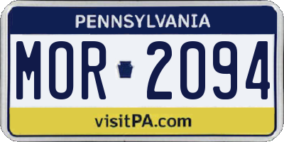 PA license plate MOR2094