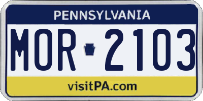 PA license plate MOR2103
