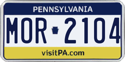 PA license plate MOR2104
