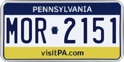 PA license plate MOR2151