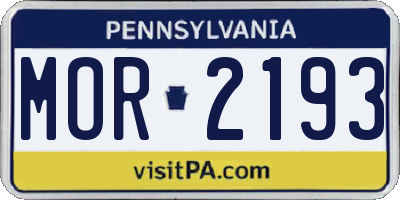 PA license plate MOR2193