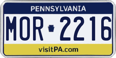 PA license plate MOR2216