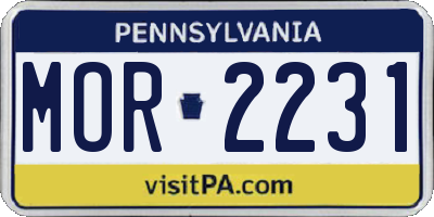PA license plate MOR2231