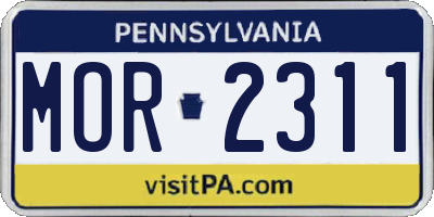 PA license plate MOR2311