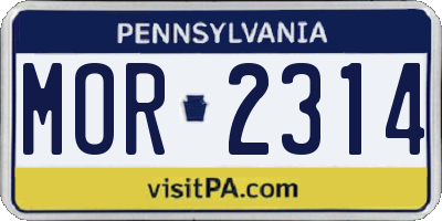PA license plate MOR2314