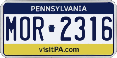 PA license plate MOR2316