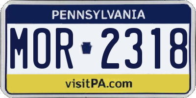 PA license plate MOR2318