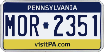 PA license plate MOR2351