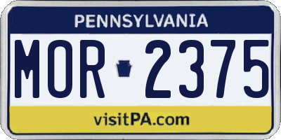 PA license plate MOR2375