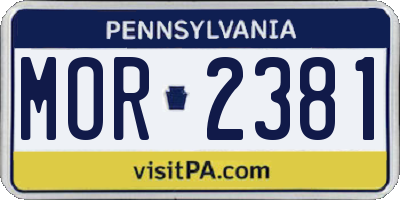 PA license plate MOR2381