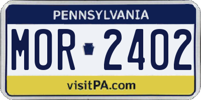 PA license plate MOR2402