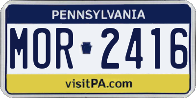 PA license plate MOR2416