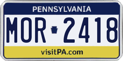 PA license plate MOR2418