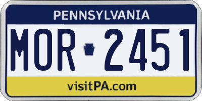 PA license plate MOR2451
