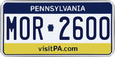 PA license plate MOR2600