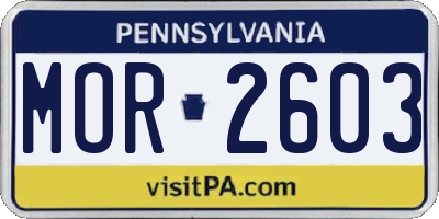 PA license plate MOR2603