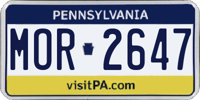 PA license plate MOR2647