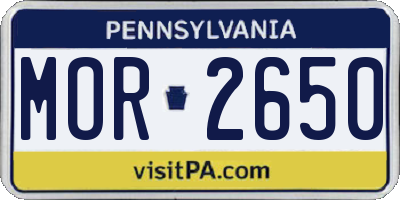 PA license plate MOR2650
