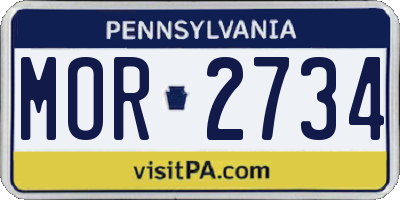 PA license plate MOR2734