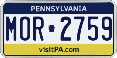 PA license plate MOR2759
