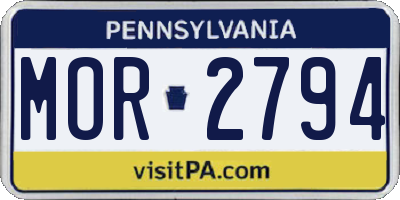 PA license plate MOR2794