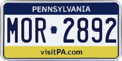 PA license plate MOR2892