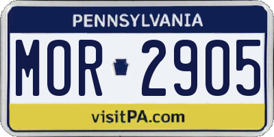 PA license plate MOR2905