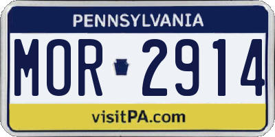 PA license plate MOR2914