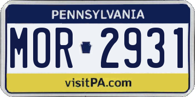 PA license plate MOR2931