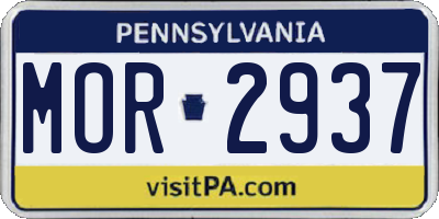 PA license plate MOR2937