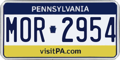 PA license plate MOR2954