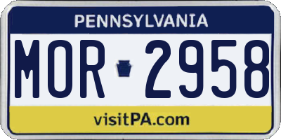 PA license plate MOR2958