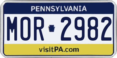 PA license plate MOR2982