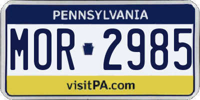 PA license plate MOR2985